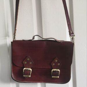 Vintage Mahogany Leather Saddle Bag Purse